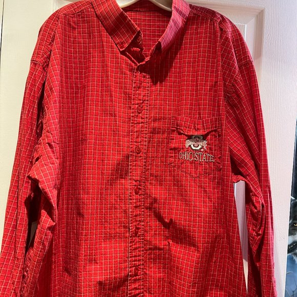 SALE!!!VINTAGE GINHAM OHIO STATE LONG SLEEVE SHIRT - Picture 1 of 2